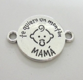 Conector aleacin de metal. Te quiero un montn mam. 31x22mm. Agujeros 3mm