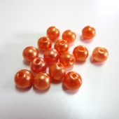 50 unidades. Abalorios acrilicos bola 6mm naranja. Agujero 1,5mm