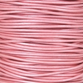 Bobina 25 mts. Cordon de cuero rosa metalizado 2mm.