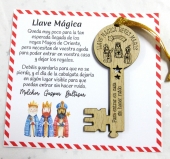 Llave Mgica Reyes Magos de Oriente en madera laminada de 3mm. Tamao 10 cms de largo x 5 de ancho.