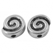 Abalorios metalicos espiral aleacin de metal color plata vieja  9mm. Agujero 1,5mm