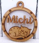 Bola de navidad MDF crudo Mod. Gato Michi (Plazo 5-7 das)